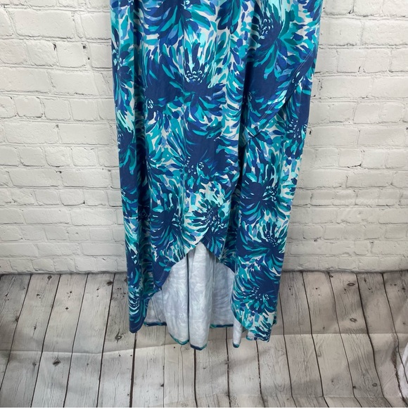 GARNET HILL Floral Sleeveless Faux Wrap Knit Cotton Blend Maxi Dress size 12 - Picture 3 of 9